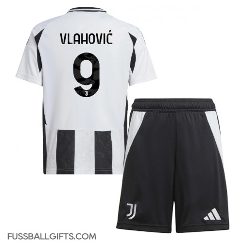 Juventus Dusan Vlahovic #9 Fußballbekleidung Heimtrikot Kinder 2024-25 Kurzarm (+ kurze hosen)